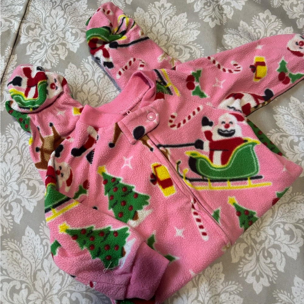 The Children's Place Pink Christmas Fleece Onesie